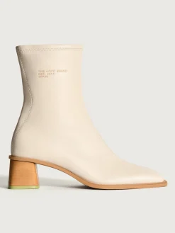 DATE OFF WHITE HEELED ANKLE BOOT