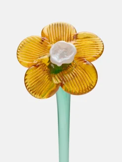 MOUTHBLOWN CRYSTAL FLOWER MUSTARD
