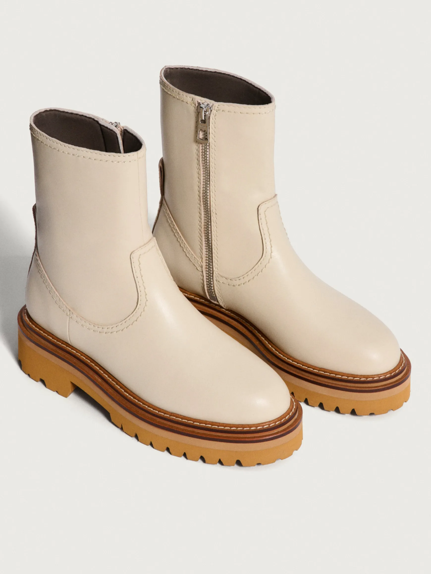 OFFICE OFF WHITE LEATHER BOOT